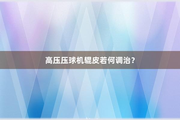 高压压球机辊皮若何调治？