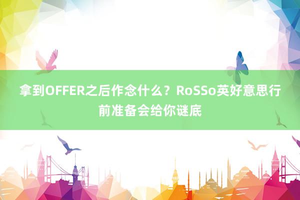 拿到OFFER之后作念什么？RoSSo英好意思行前准备会给你谜底