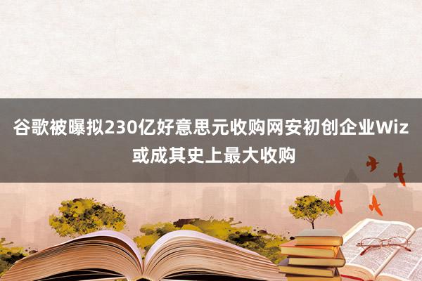 谷歌被曝拟230亿好意思元收购网安初创企业Wiz 或成其史上最大收购