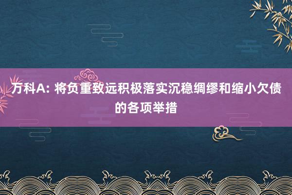 万科A: 将负重致远积极落实沉稳绸缪和缩小欠债的各项举措