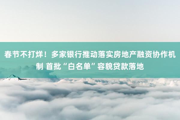 春节不打烊！多家银行推动落实房地产融资协作机制 首批“白名单”容貌贷款落地