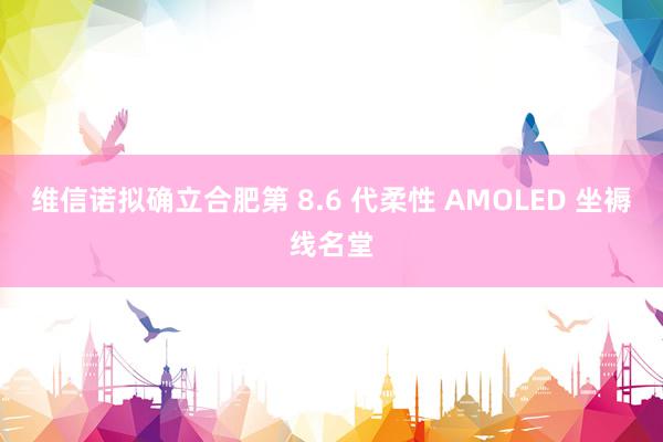 维信诺拟确立合肥第 8.6 代柔性 AMOLED 坐褥线名堂