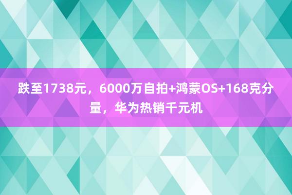 跌至1738元，6000万自拍+鸿蒙OS+168克分量，华为热销千元机