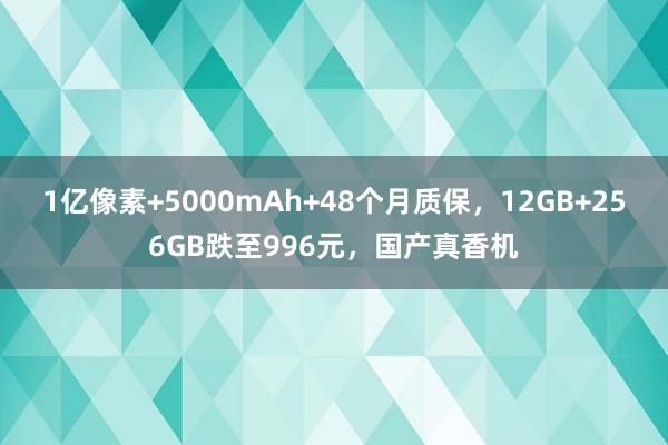 1亿像素+5000mAh+48个月质保，12GB+256GB跌至996元，国产真香机