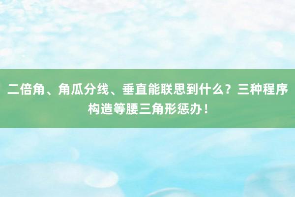 二倍角、角瓜分线、垂直能联思到什么？三种程序构造等腰三角形惩办！