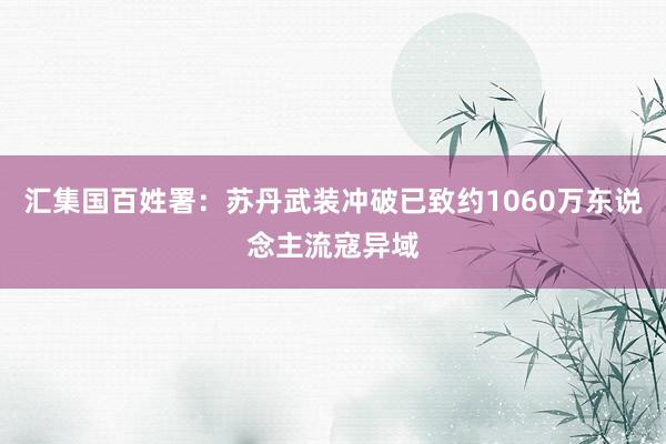 汇集国百姓署：苏丹武装冲破已致约1060万东说念主流寇异域