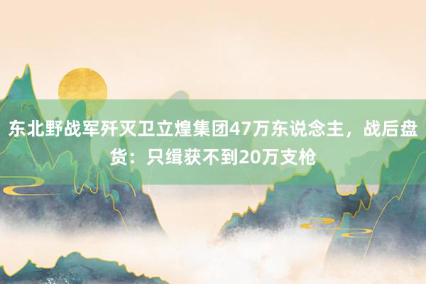 东北野战军歼灭卫立煌集团47万东说念主，战后盘货：只缉获不到20万支枪