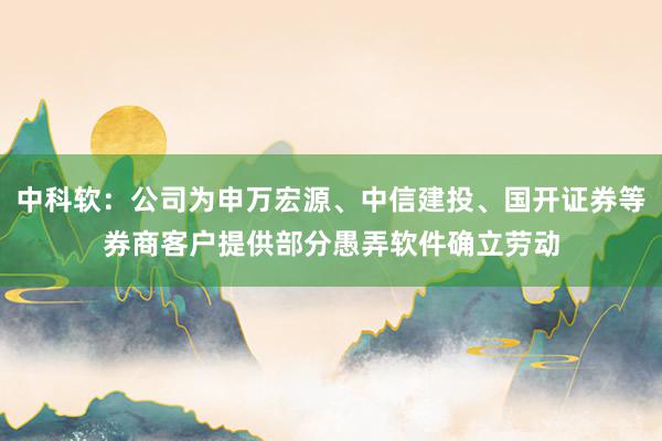 中科软：公司为申万宏源、中信建投、国开证券等券商客户提供部分愚弄软件确立劳动