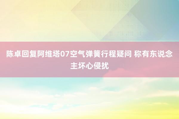 陈卓回复阿维塔07空气弹簧行程疑问 称有东说念主坏心侵扰